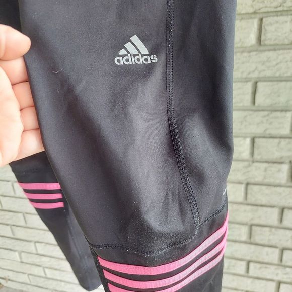 FREE WITH PURCHASE Adidas Black & Pink Response Leggings Medium USED - Picture 6 of 11